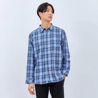 M231 Kemeja Pria Flannel Panjang Biru 2959