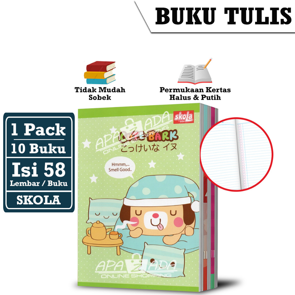 Jual Apazada - Buku Tulis Skola 58 Lembar Murah [1 Pack - 10 Pcs Buku ...