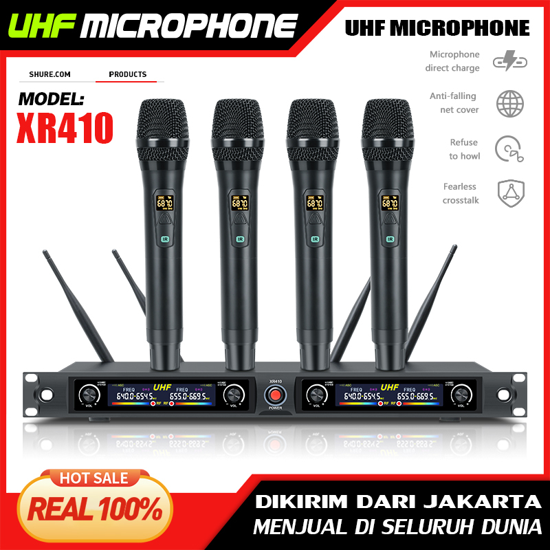 Jual New Baxs Xr Nirkabel Genggam Mikrofon U Bagian Satu Menyeret Empat Teater Karaoke