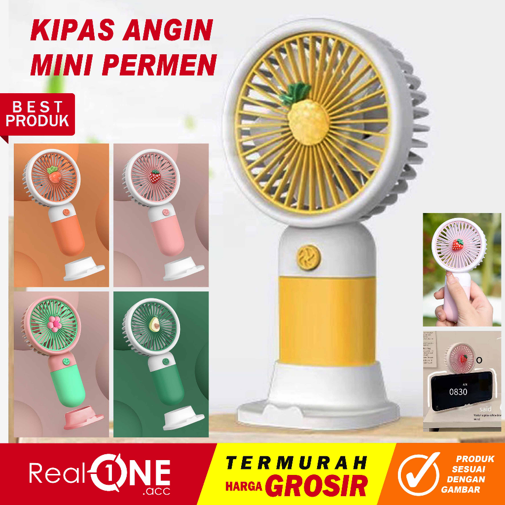 Jual Kipas angin mini fan portable handhel stand hp karakter permen ...