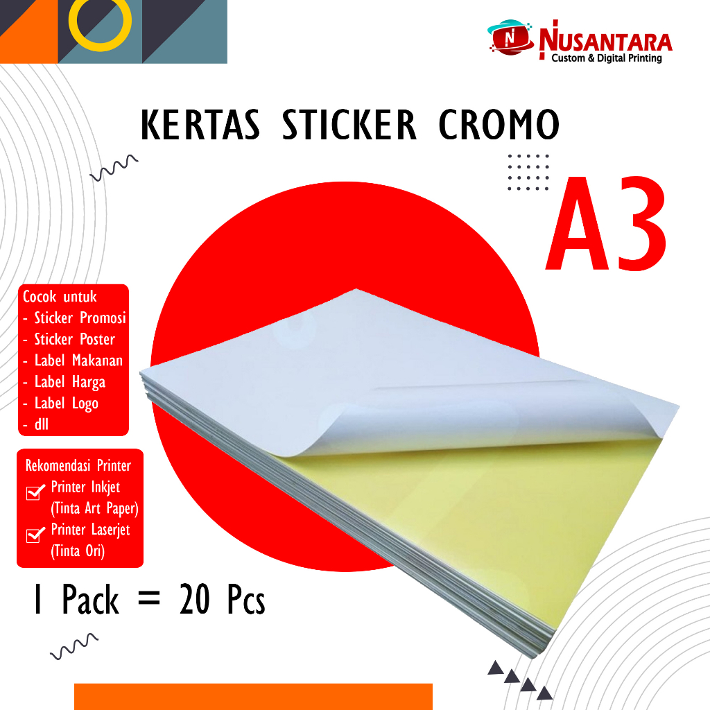 Jual STICKER CHROMO A3 ISI 20 LEMBAR / KERTAS STIKER A3 | Shopee Indonesia