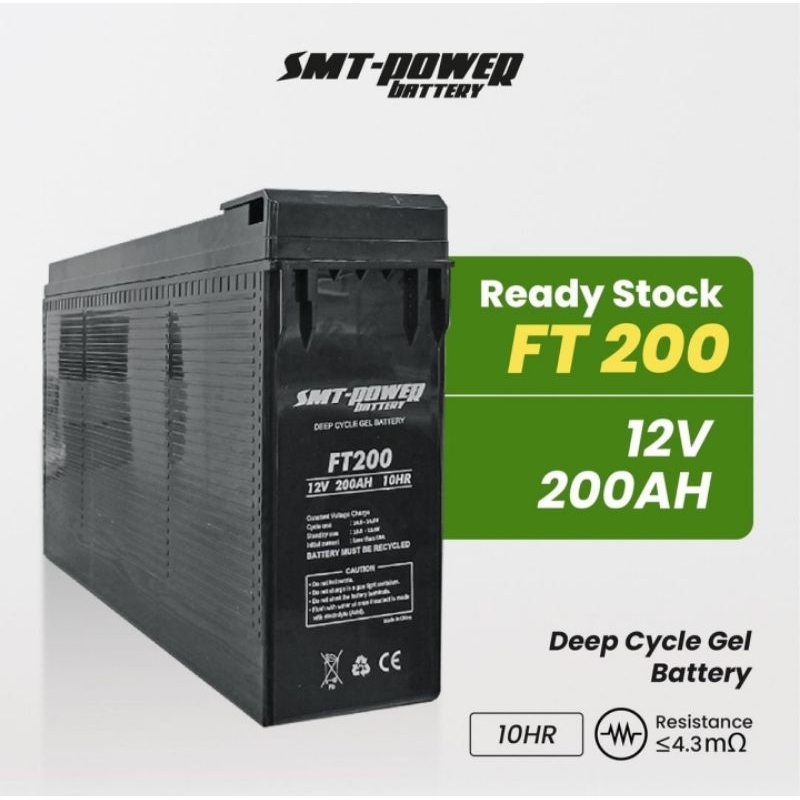 Jual FRONT TERMINAL Battery SMT Power 12V 200AH 10HR : FT200 / Battery ...
