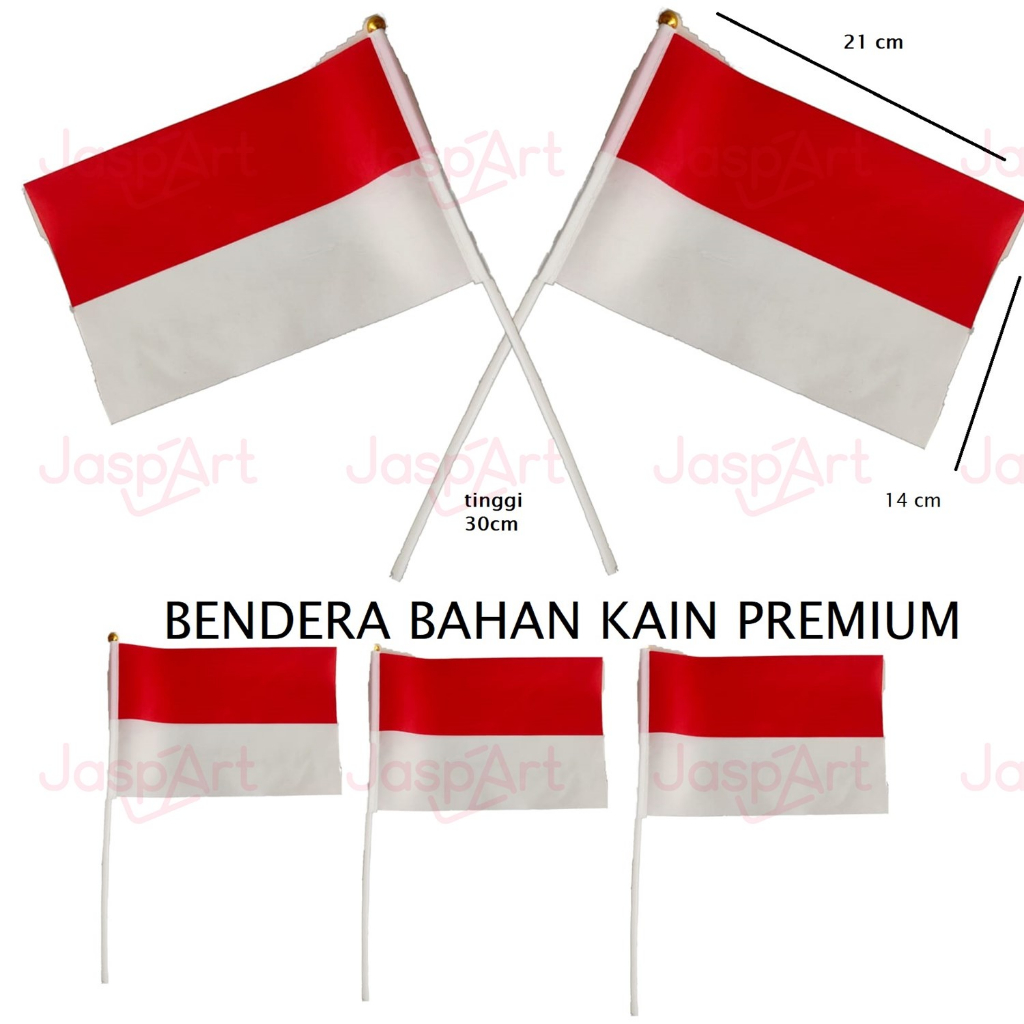 Jual Bendera Kain Merah Putih Kecil Indonesia Pawai 17 Agustusan Bendera Tongkat Tangkai Merah 8770