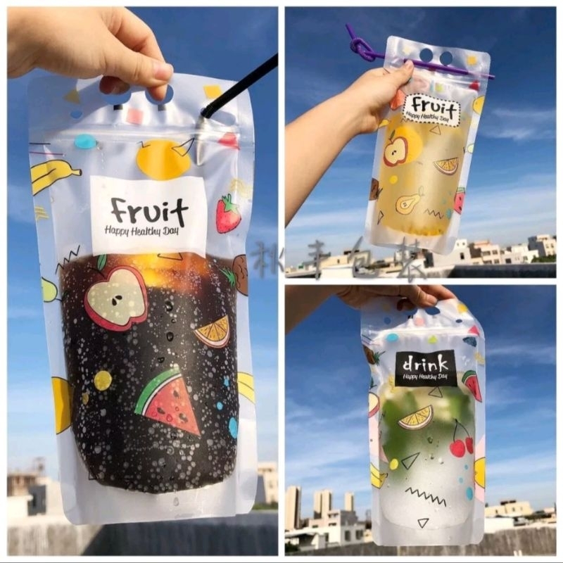Jual per 1pcs standing pouch kemasan minuman 500ml motif viral gratis