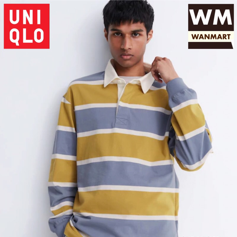 Jual Uniqlo Men Polo Shirt Kaos Rugger Pria Lengan Panjang Yellow