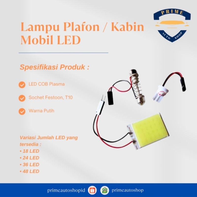 Jual Lampu LED Plafon Mobil Putih / Lampu LED Kabin Mobil COB Plasma ...