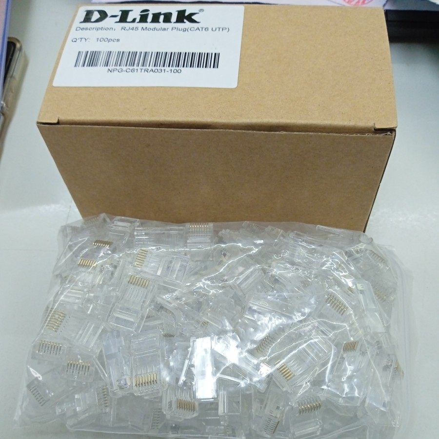 Jual D-Link RJ45 Cat6 isi 20Pcs / 100Pcs Connector Rj45 Cat6 Original ...
