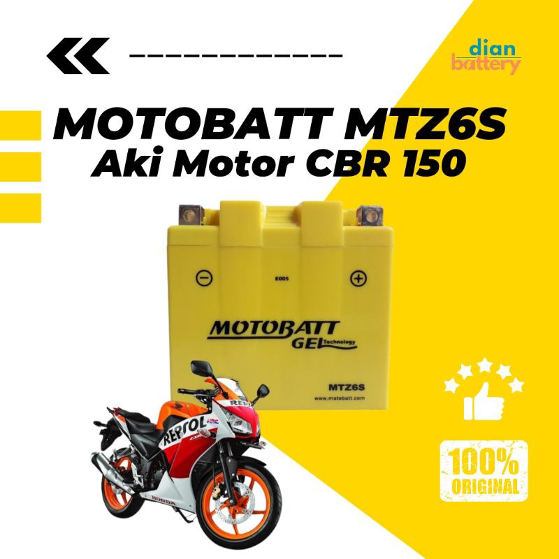 Jual Aki Motor CBR 150 MOTOBATT MTZ6S (6Ah) | Shopee Indonesia