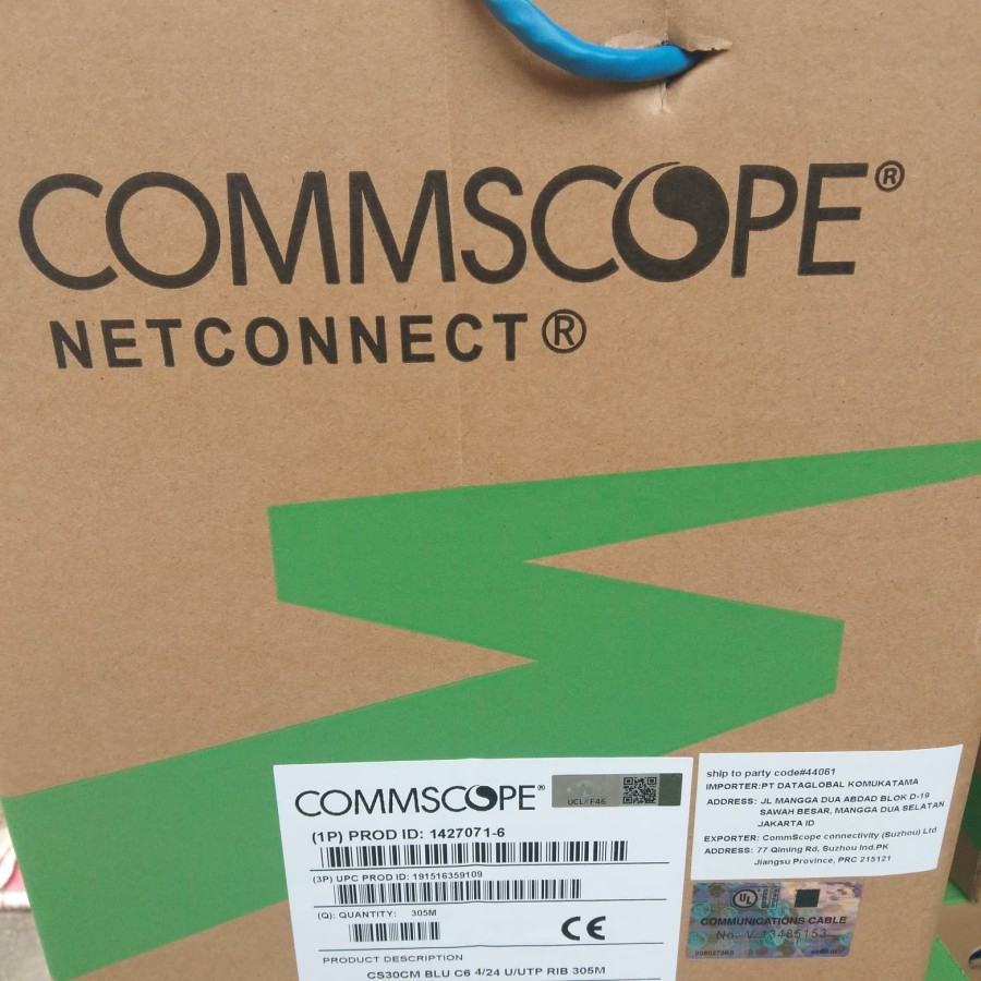 Jual Kabel LAN AMP Commscope Blue Cat.6 1 roll Kabel LAN UTP AMP Cat6 ...