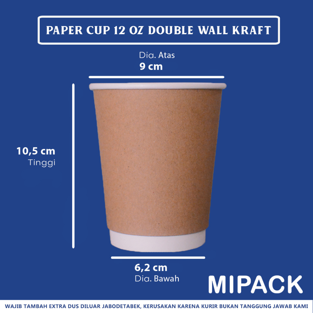 Jual Paper Cup 12 OZ Double Wall Kraft | 300 GSM | Gelas Kertas Tebal ...