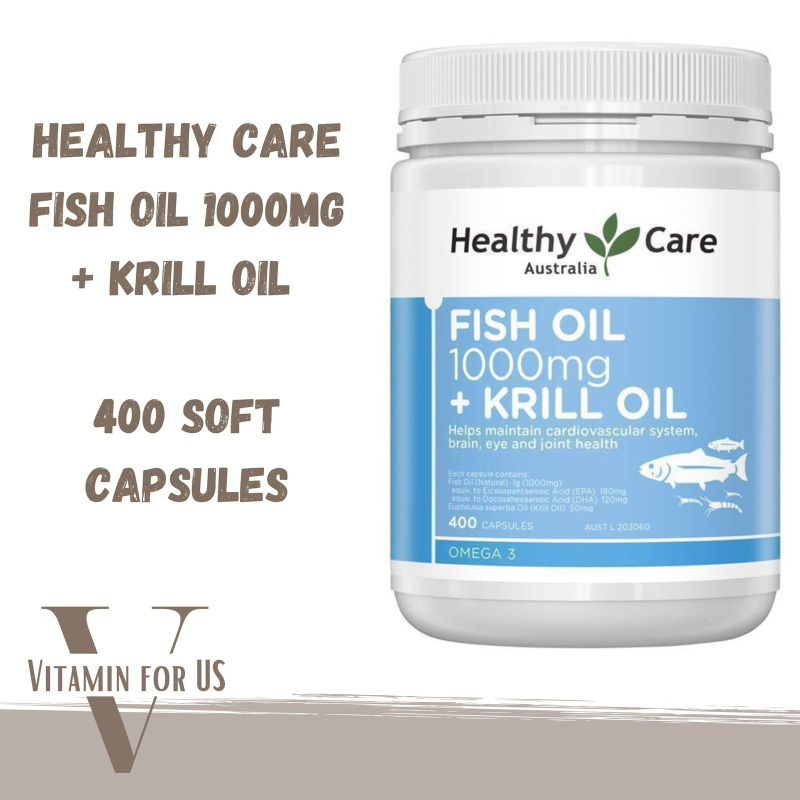 Jual Healthy Care Fish Oil 1000mg + Krill Oil (Exp Date 03/2024) Shopee Indonesia