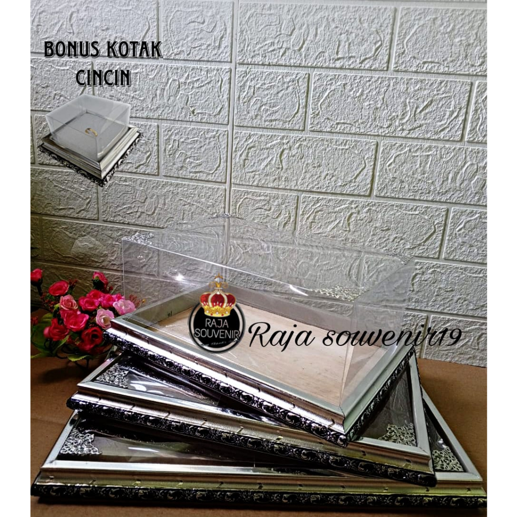 Jual Kotak Hantaran Box Seserahan Frame Fiber Set Isi Tutup Mika Tebal Dengan Hiasan Sudut