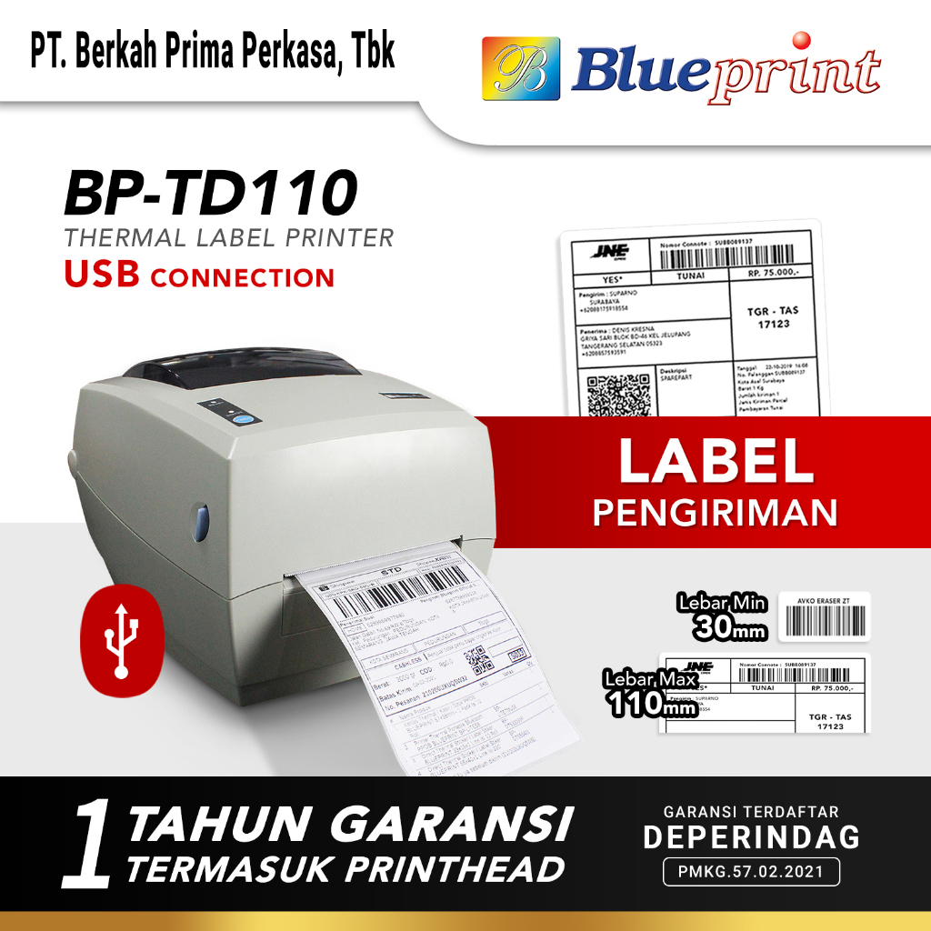 Jual Printer Barcode Thermal Printer Label Resi A6 Blueprint Bp Td110 Usb Shopee Indonesia 3393