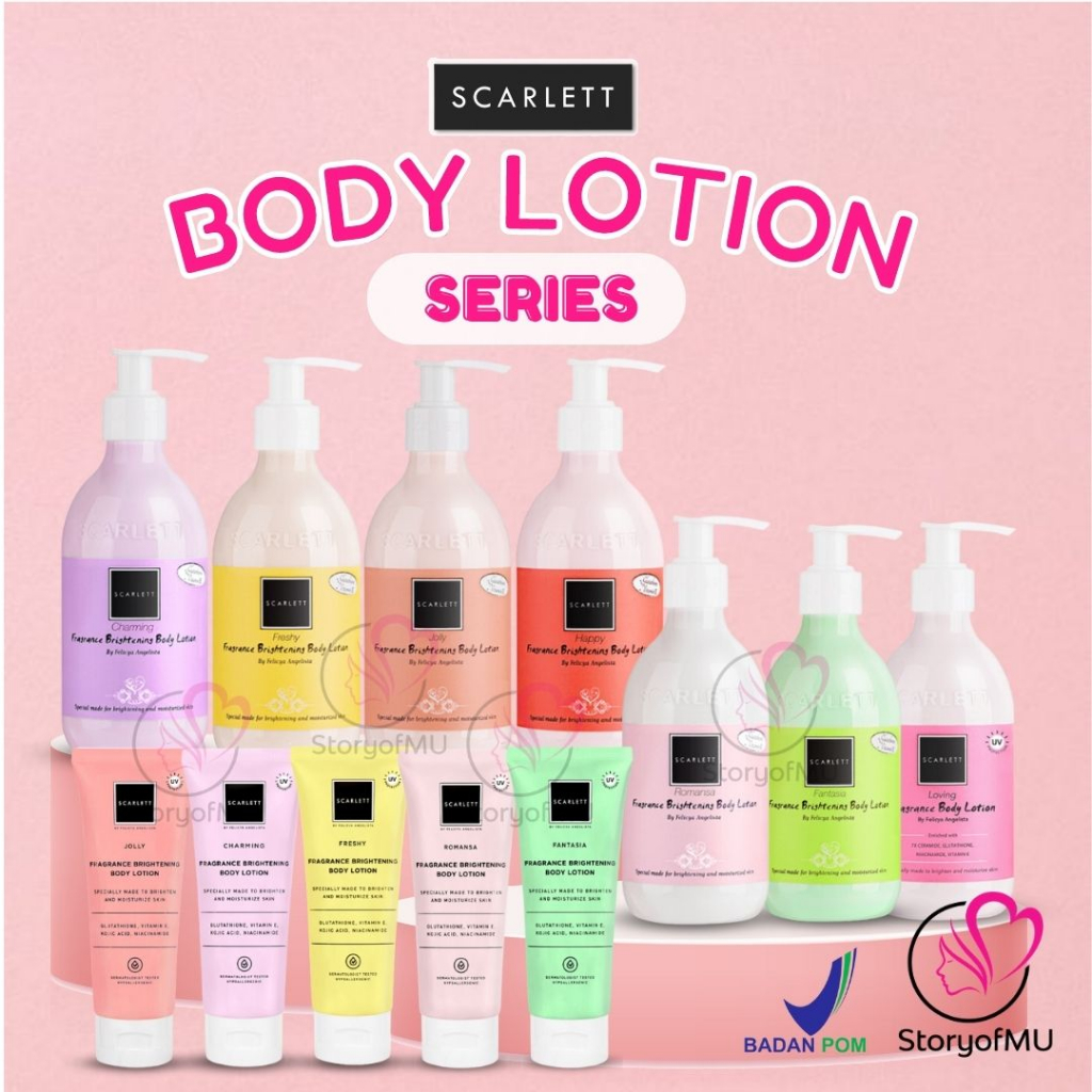 Jual SCARLETT Fragrance Brightening Body Lotion 300ml Tube 180ml Romansa / Fantasia / Charming