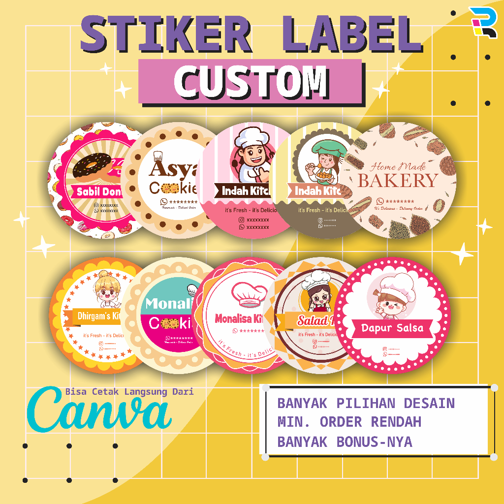 Jual Cetak Sticker Label Kemasan Makanan | Sticker Logo Bulat Chromo ...