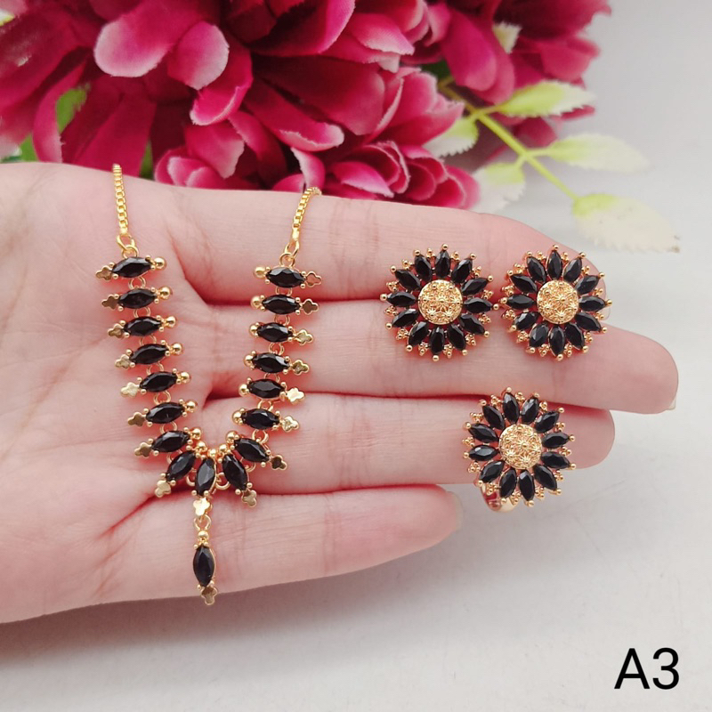 Jual promo set perhiasan kalung kebon raja permata sirkon lapis emas ...