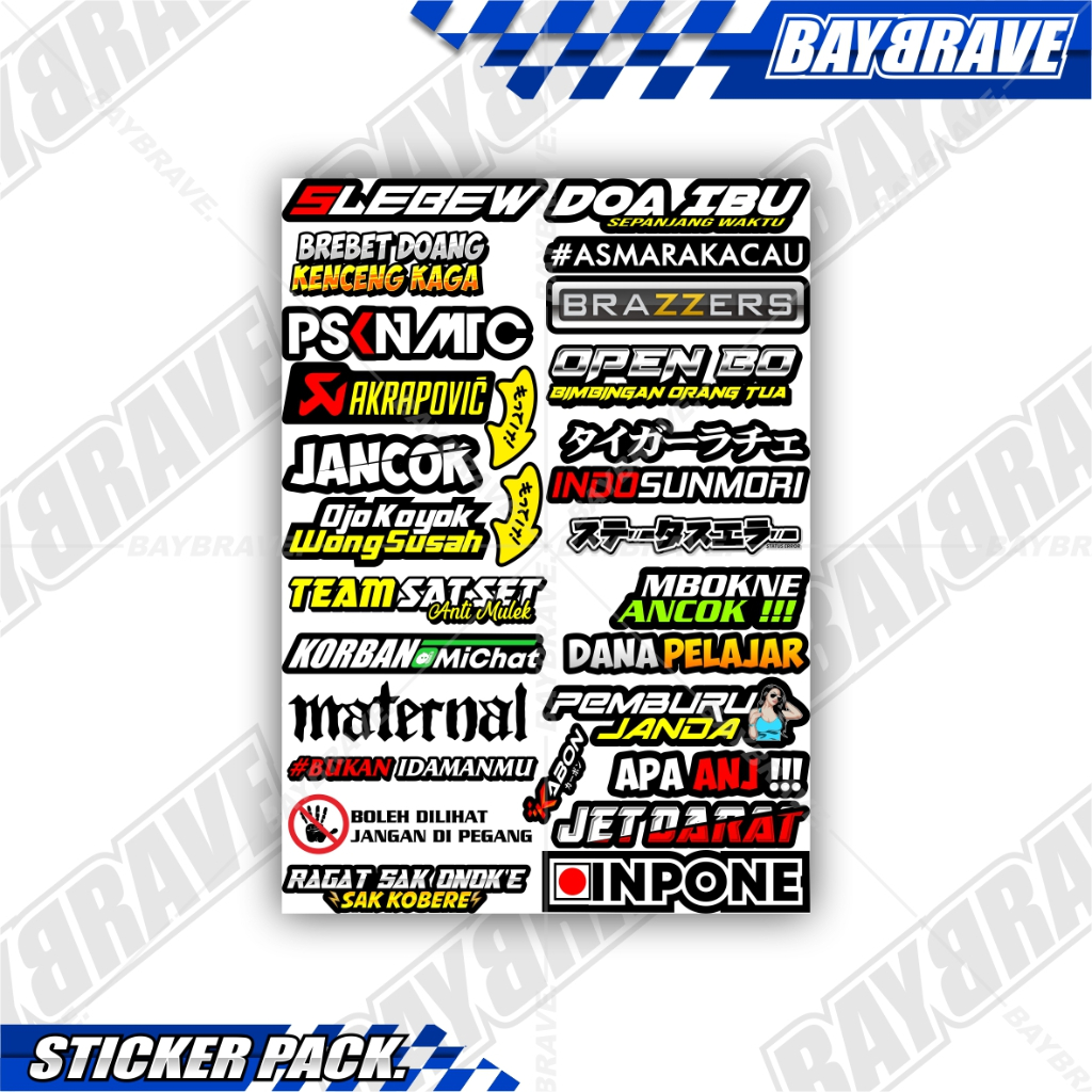Jual Sticker Racing Kata Kata Vinyl pack Print Laminasi Glosy Sudah ...