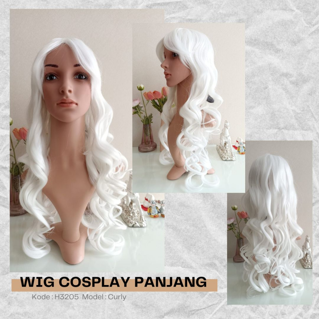 Jual Wig Rambut Palsu Panjang Curly Cosplay Warna Merah Putih H3205 Shopee Indonesia 