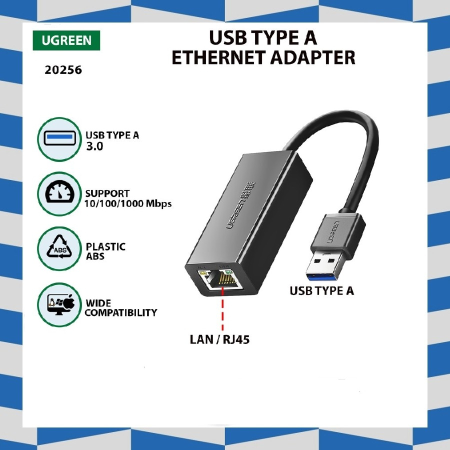 Jual Ugreen Usb 3 0 Gigabit Ethernet Adapter Rj 45 Up To 1000mbps 20256 Hitam Shopee Indonesia