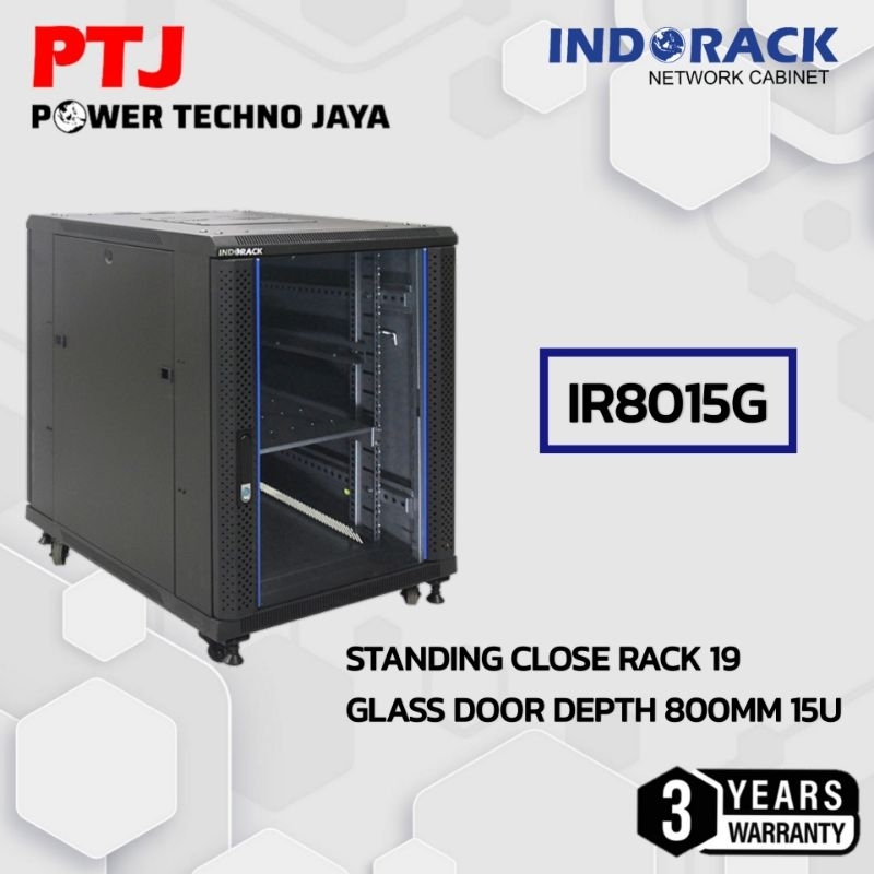 Jual IR8015G Rak Server INDORACK IR8015G Standing Close Rack Glass Door ...