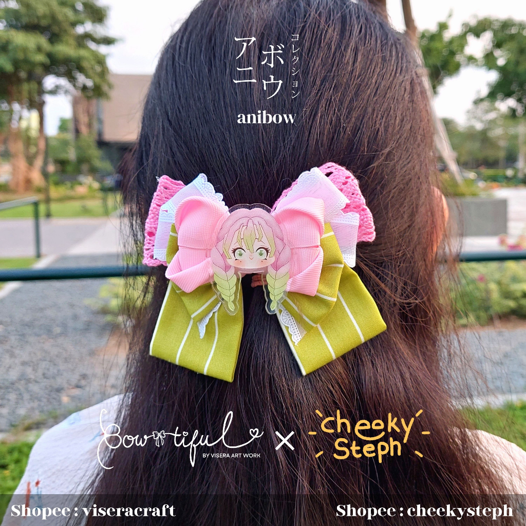 Jual Mitsuri Kanroji Demon Slayer Hashira Cute Bow and Hair Accessory