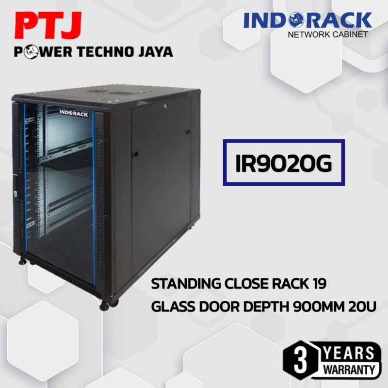 Jual IR9020G Rak Server INDORACK IR9020G Standing Close Rack Glass Door ...
