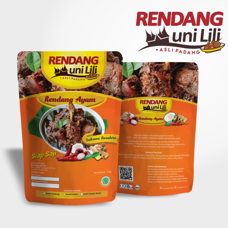 Jual Rendang Ayam Kampung 250 Gr Uni Lili Khas Minang Asli Padang