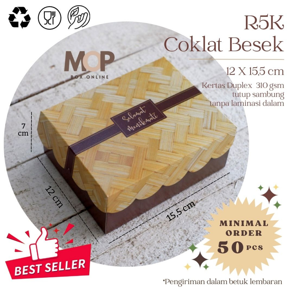 Jual Kotak Kue 12x16 R5k Coklat Besek Bambu Kotak Jajan Dus Roti Murah Estetik Snack Box 16x12 9851