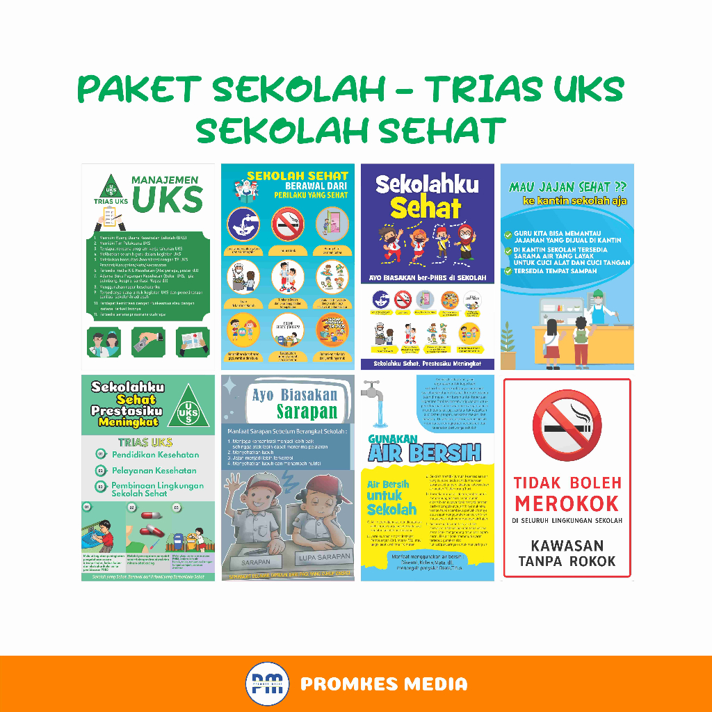 Jual Paket Poster Sekolah Sehat Trias UKS PHBS Sekolah Shopee