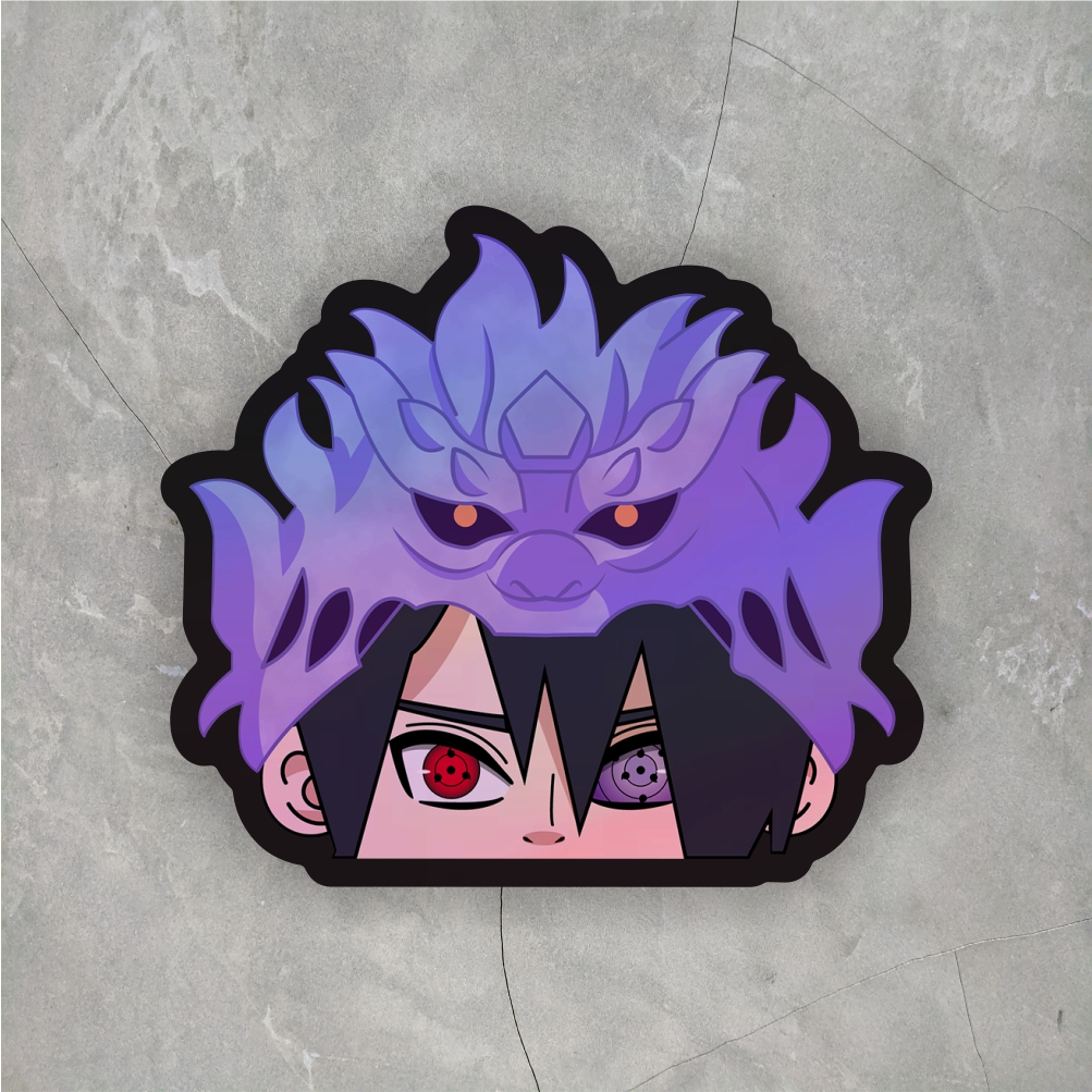 Jual Sticker Anime Hologram Hat Peeker Uchiha Sasuke ukuran 5,6 cm case ...