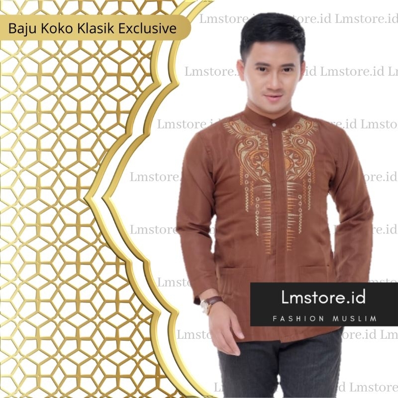 Jual Lmstore Id Baju Koko Pria Lengan Panjang Bordir Terbaru Shopee