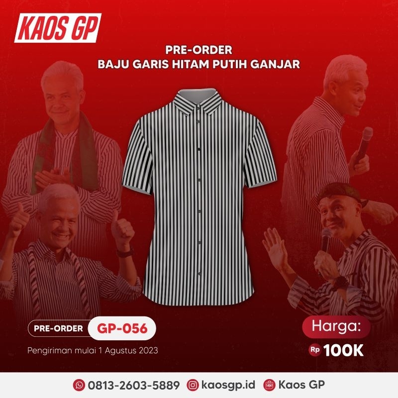 Jual Baju Garis Hitam Putih Ganjar ( GP-056 ) | Shopee Indonesia