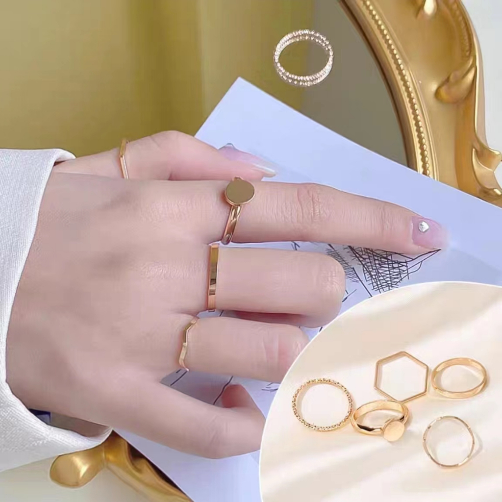 Jual 5pcs/cincin wanita fashion perhiasan hip hop cincin logam | Shopee ...