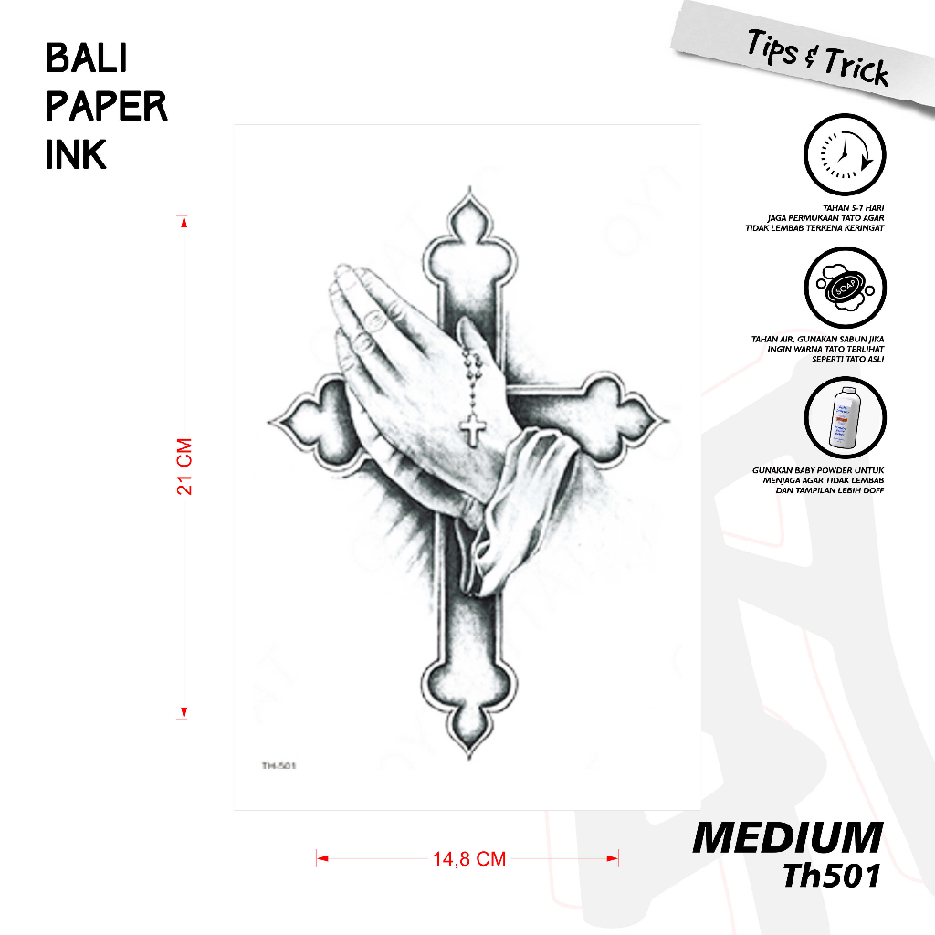 Jual Bali Paper Ink TH501 Salib Tatto Temporary Basic Tato Temporer ...