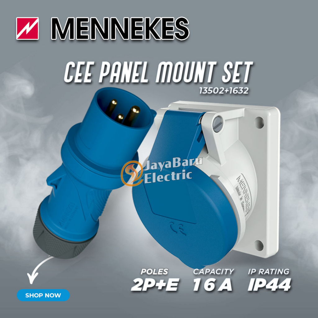 Jual MENNEKES Plug Panel Mount Socket Receptacle Set 2P+E / 3 Pin 16A