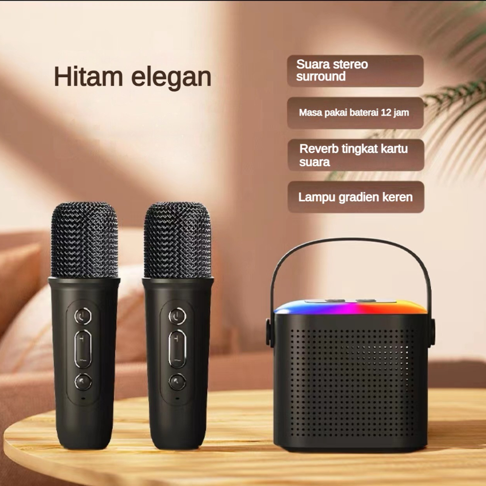 Jual 2 Mic Speaker karaoke bluetooth mini ori full bass RGB portable ...