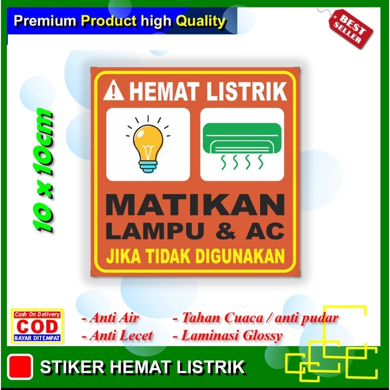 Jual Stiker matikan lampu dan AC jika tidak digunakan sticker ...