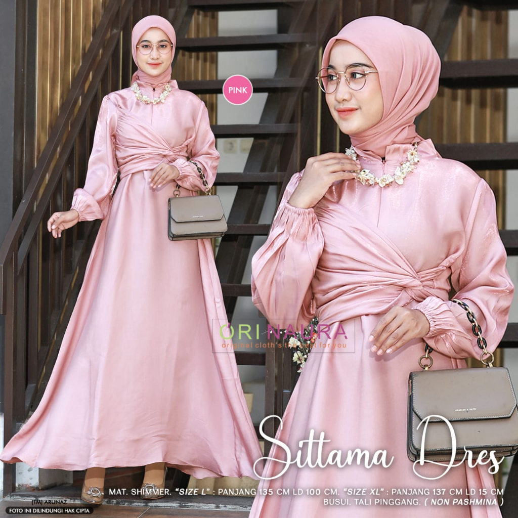 Jual Shimmer Dress Shimmer Dres Silk Premium Gamis Muslim Wanita