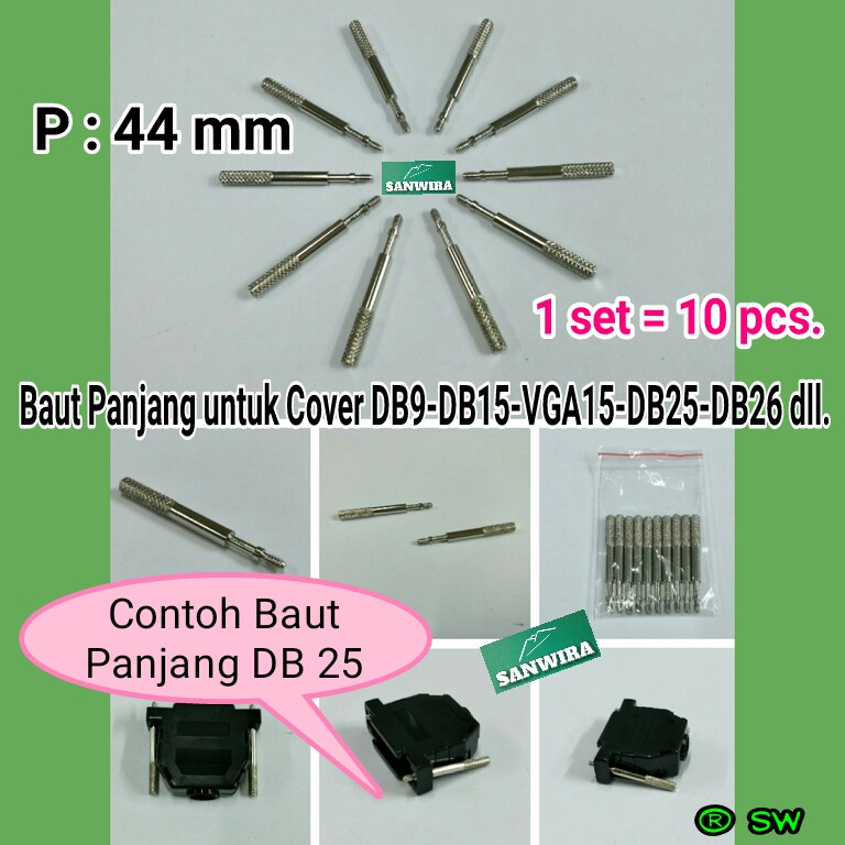 Jual Baut Panjang untuk cover DB9 DB15 VGA15 DB25 DB26 / Baut Panjang 1 ...