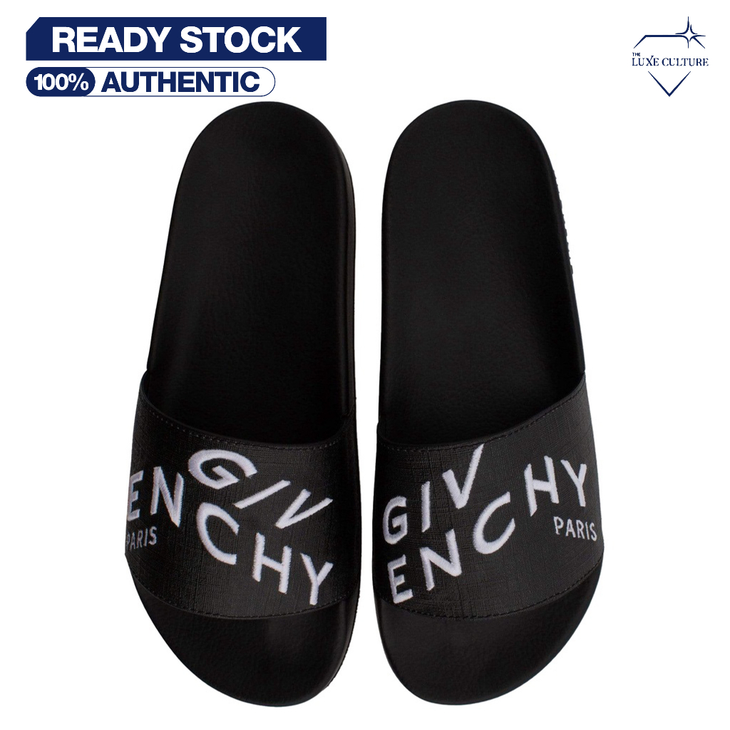 Givenchy Refracted Black Slide Slippers Sandal Pria Branded Original