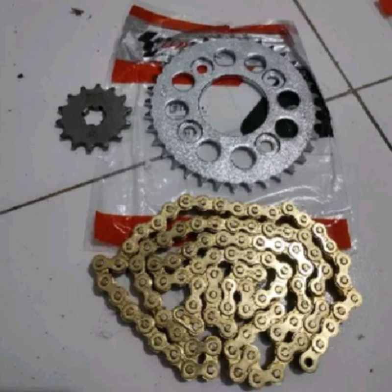 Jual GEAR GIR SET MEGAPRO/VERZA/TIGER/CB150R 428/14/3539T RANTAI 128L