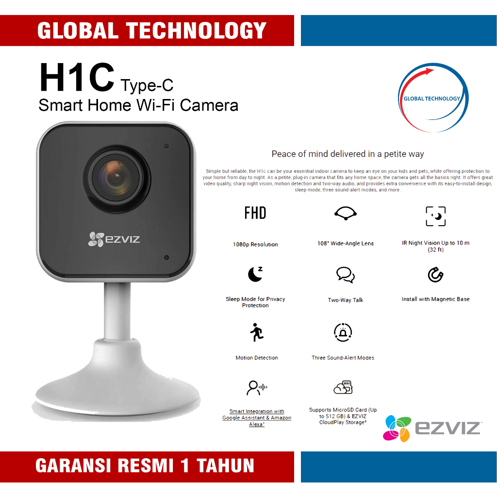 Jual Camera CCTV EZVIZ H1C Indoor 1080P Smart Wifi IP Cam Wireless ...