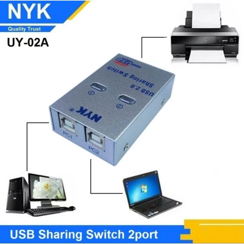 Jual USB Auto Data Switch Printer 2 Port - NYK USB Sharing Switch 2Port ...