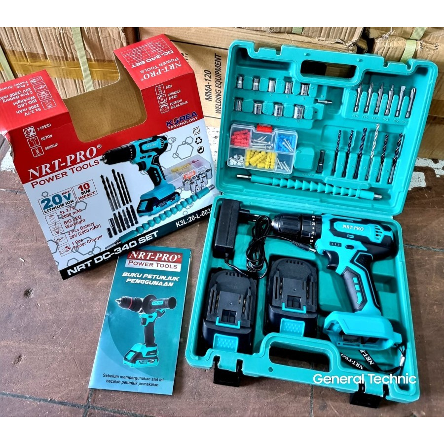 Jual Bor Cordless Drill Beton Impact Tembok Baterai Mesin Nrt Pro Dc Shopee Indonesia