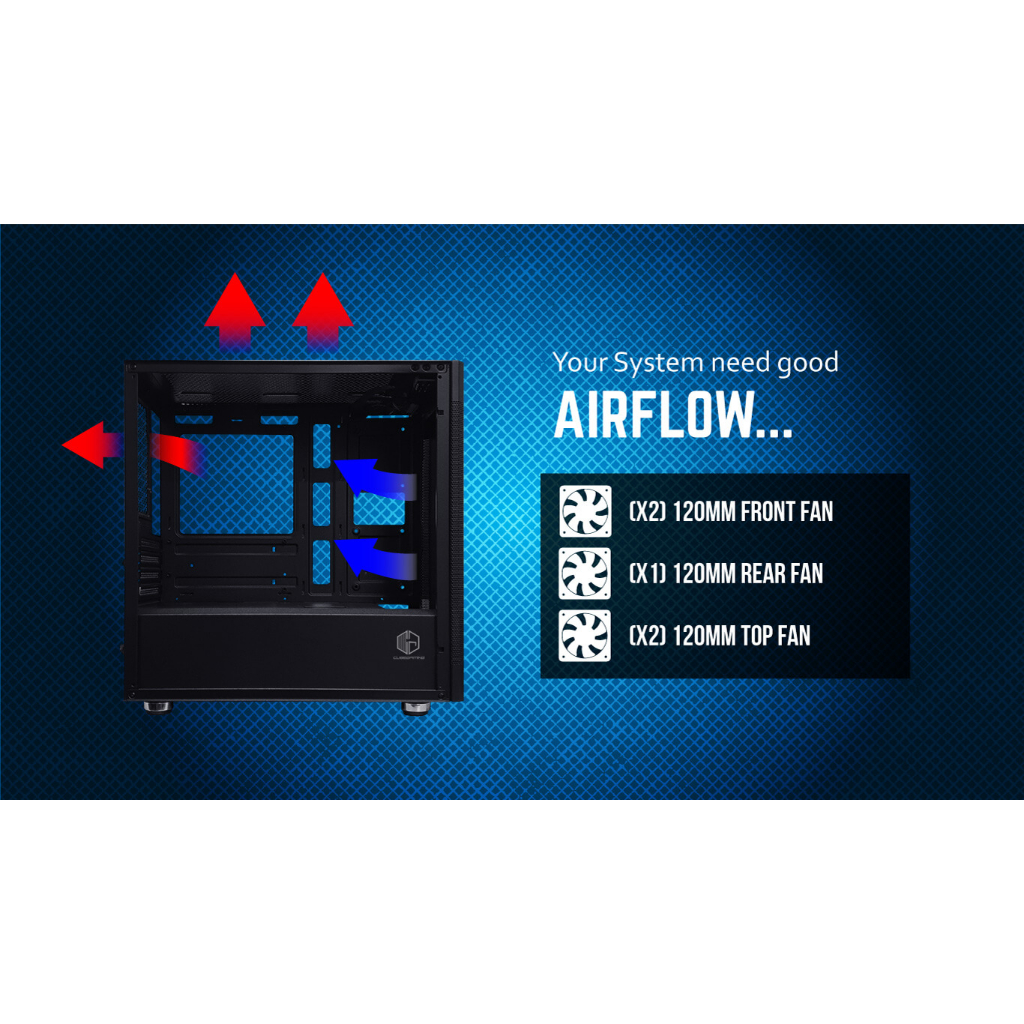 Jual CASING CUBE GAMING AVENT BLACK - mATX - FRONT-TOP & SIDE MESH ...