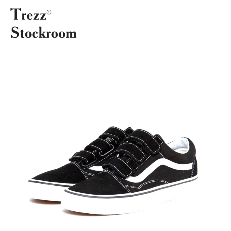 Jual Vns Old Skool Velcro Black White | Shopee Indonesia