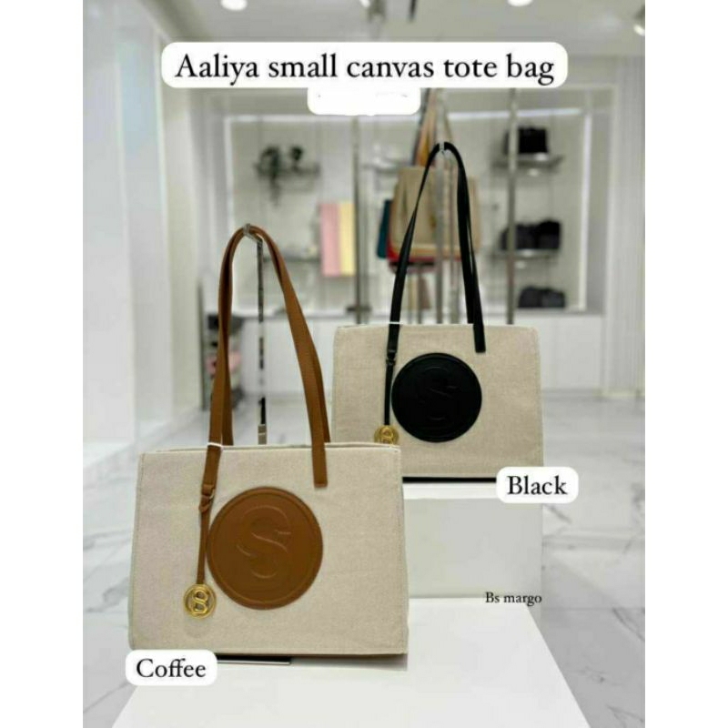 Aaliya Small Canvas Tote Bag - Black – Buttonscarves