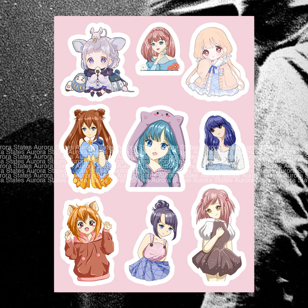 Jual Sticker Anime Chibi Girl | Stiker Anime Cute | Sticker Aesthetic