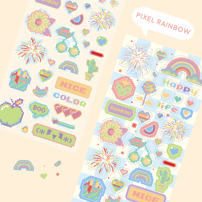 Jual Retro Pixel Art Style Stickers / Stiker Hologram Motif Lucu ...