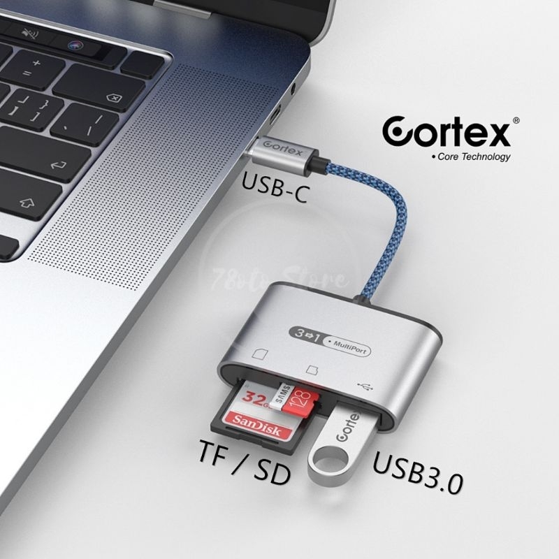 Jual Cortex MH372 Spliter 3in1 USB-C/Type-C To USB 3.0 + SD/TF Card ...